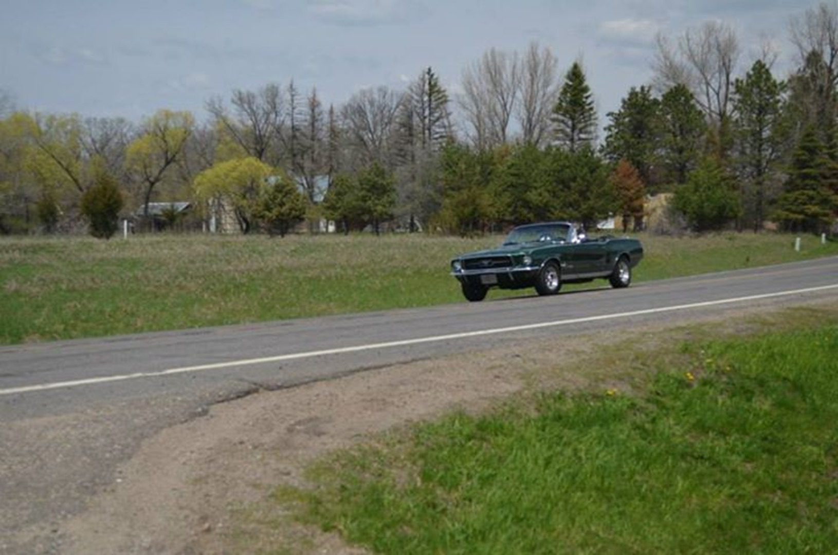 Vintage vehicle on countryside highway