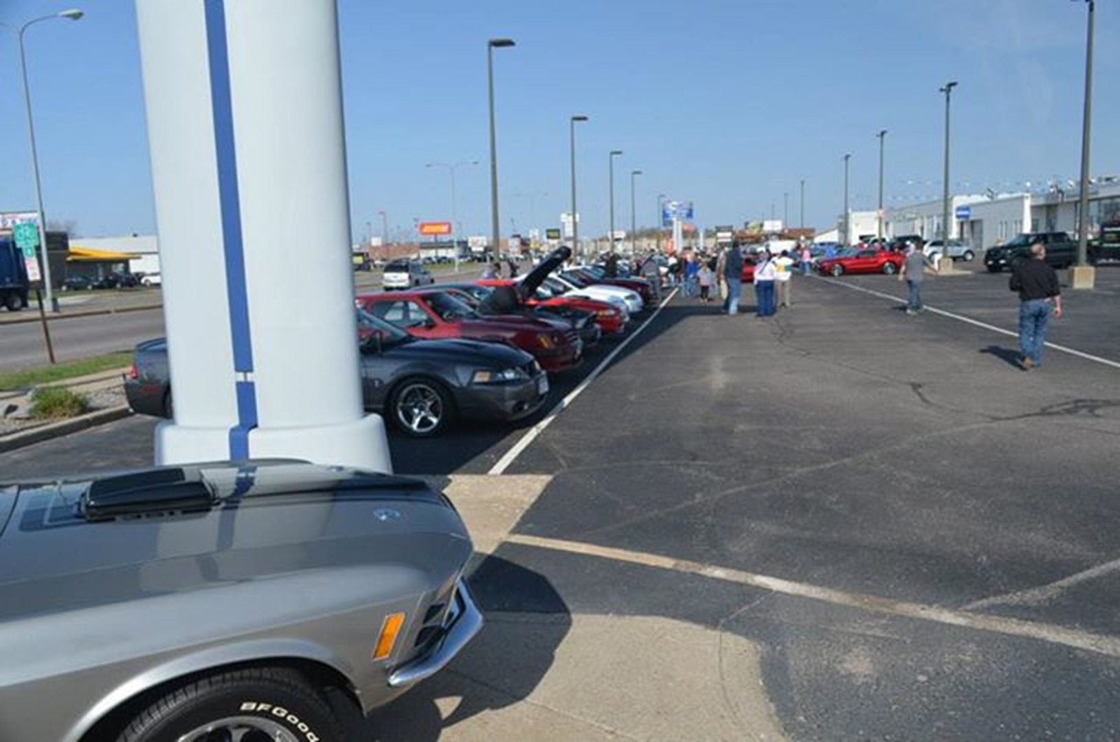 Car show with lined up vehicles