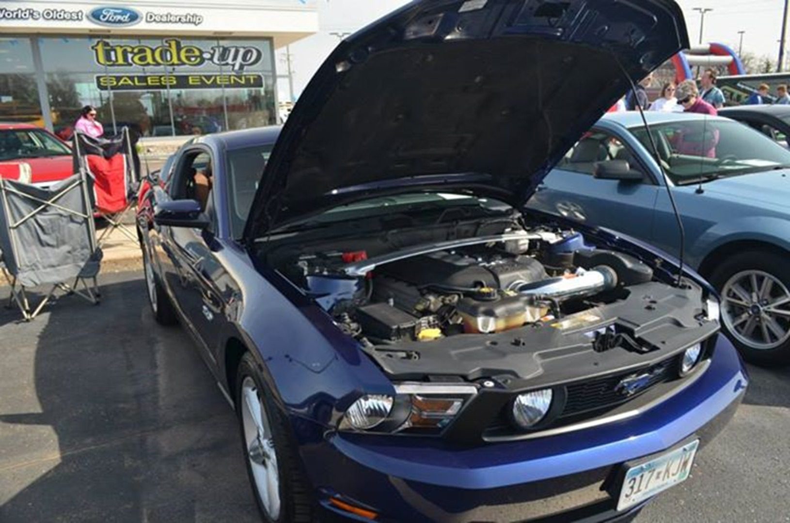 Car engine displayed at dealership