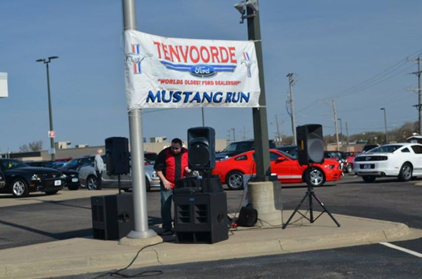 Banner displayed at car dealership event