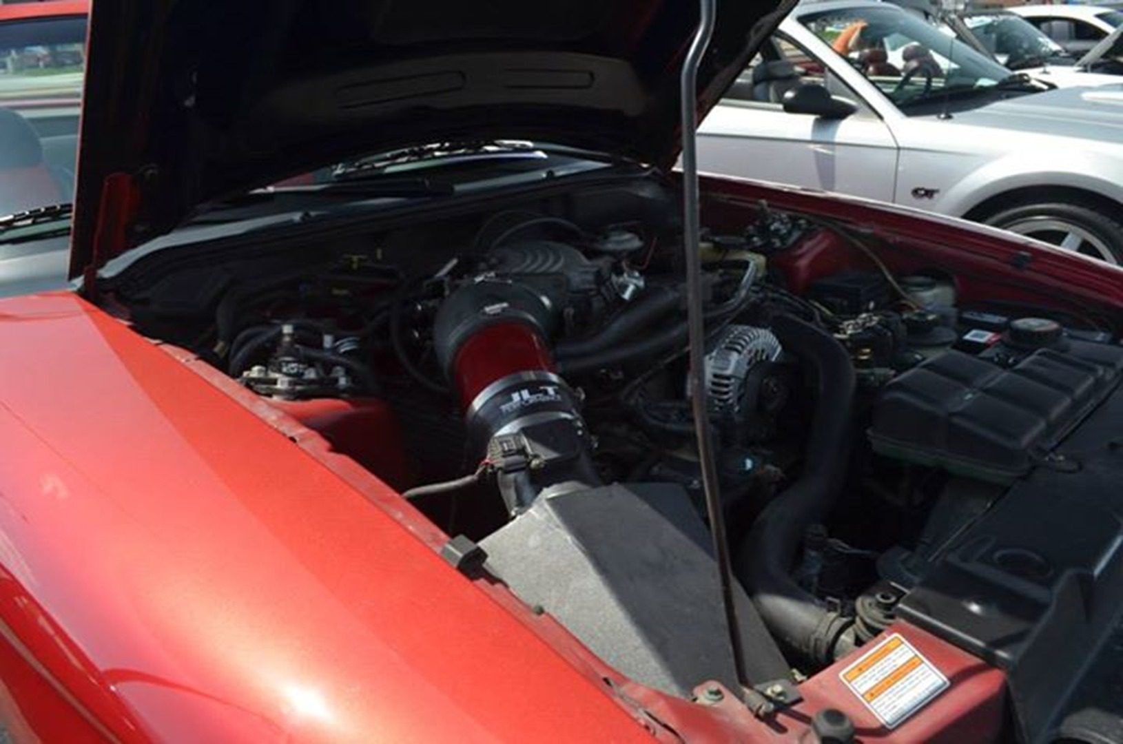 Vehicle engine in sunlight