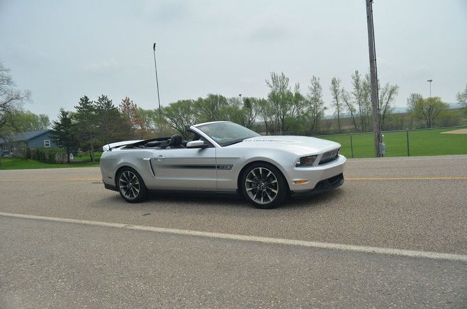 Convertible car on a quiet street