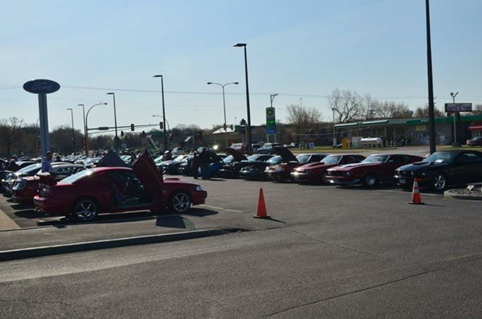 Open car door at auto event