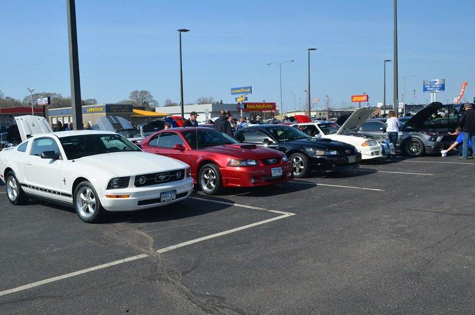 Car show with various models displayed