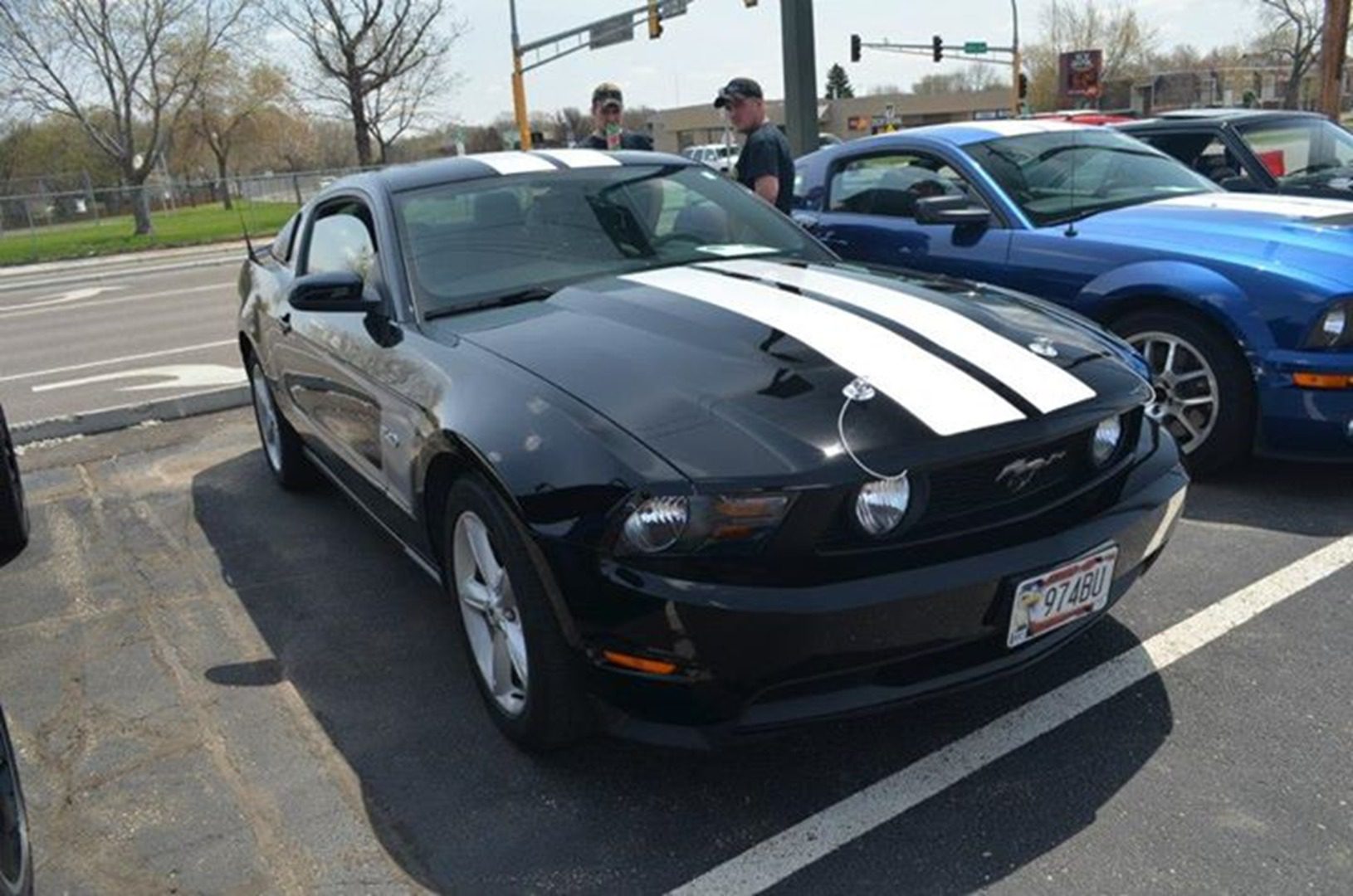 Classic muscle car in parking lot
