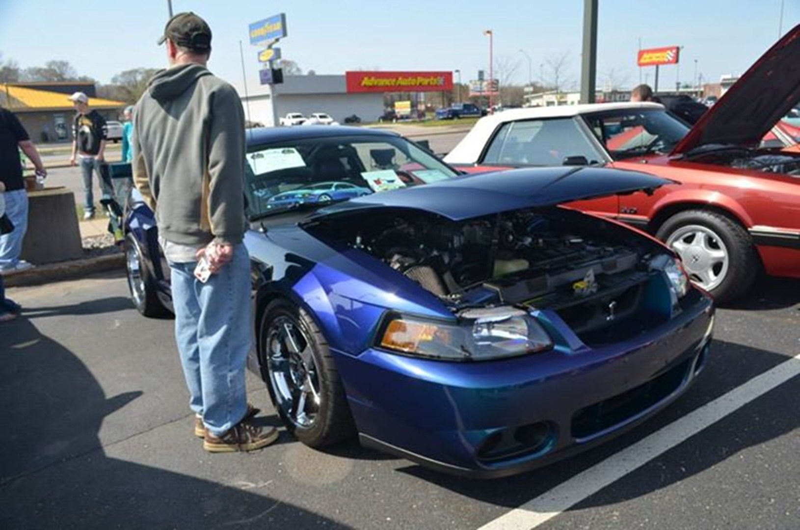 Car show with hood open