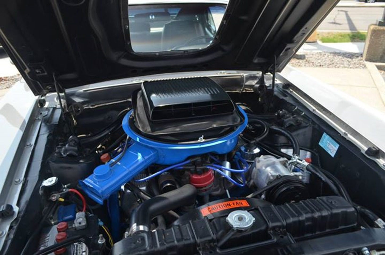 Car engine with blue air intake